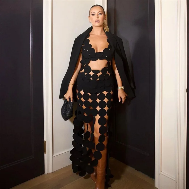 S71364 - latest treads hollow out see through sleeveless women ladies long dress