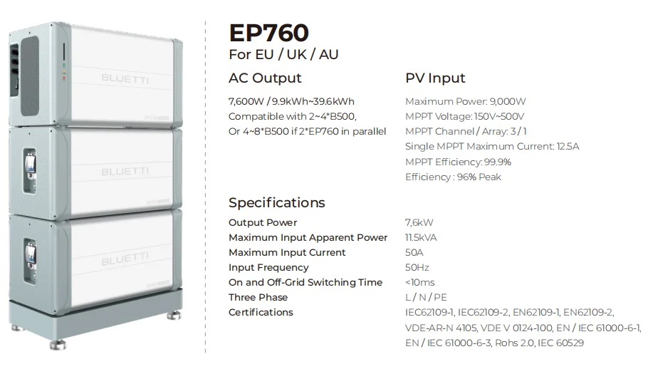 BLUETTI EP760&B500 Top Portable 7000w Moveable Source Solar Power Station Home Backup Generator