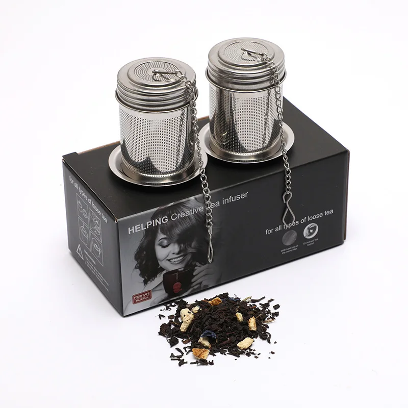 colorful box packing two sets of loose leaf stainless steel tea infuser filter strainer