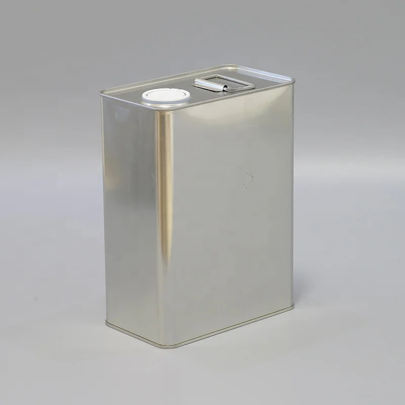 1 Gallon 4L Oblong Tin Can with Metal Handle and Plastic Spout Engine Oil Tin Container Lubricant Oil Motor Canister