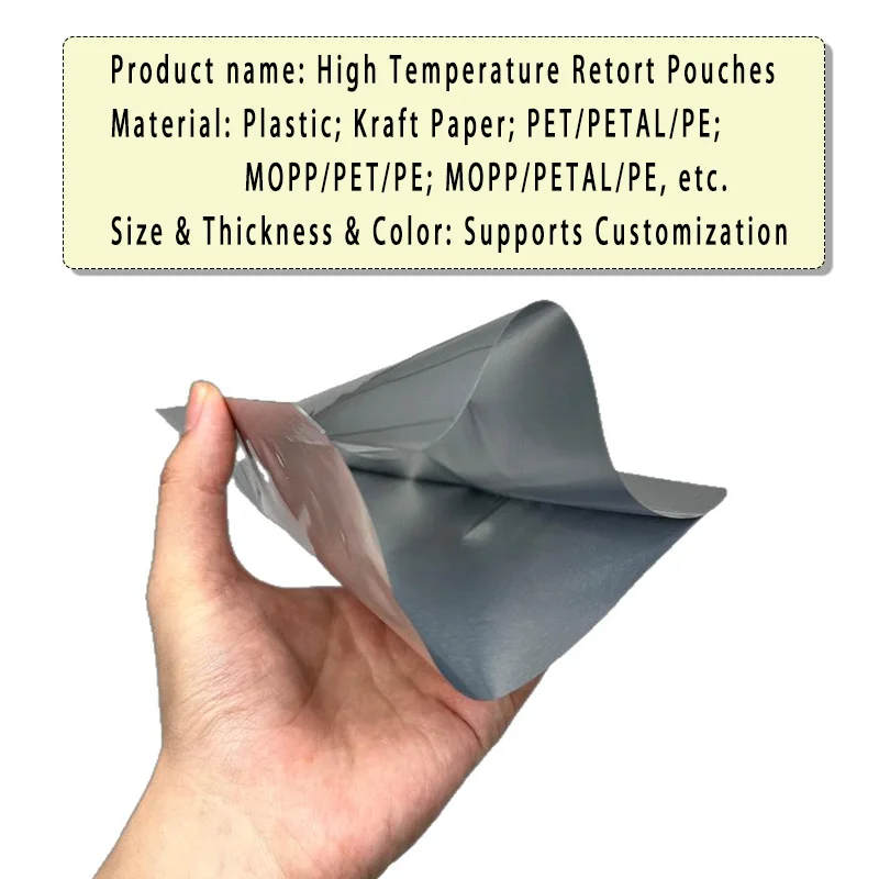 Silver Mylar Retort Package Food Seafood Boiling Bags Self Heating Food Pack Heating Retort Packaging Pouches Foil Bag