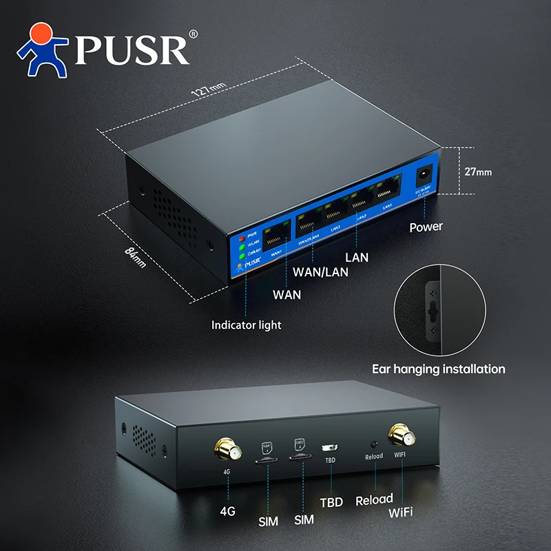 PUSR Global Frequency Industrial Dual SIM Router 4G/WiFi/Wired WAN Backup Hardware & Software Dual Watchdog USR-G805s-G