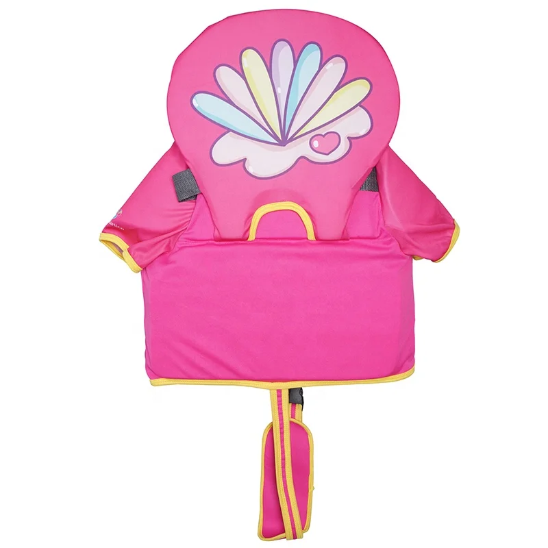Popular pink neoprene lifejacket swim trainer for kids children floating life vest for swimming