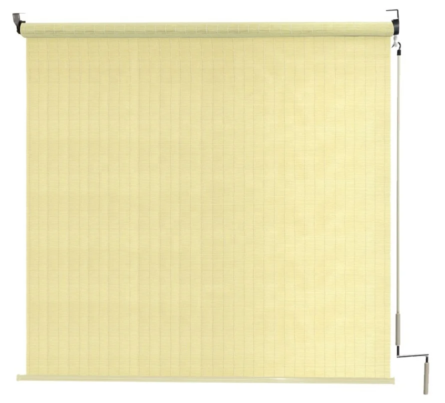 Living Space Source Factory Wholesale PVC Woven Rattan Hand Shaking Roller Blinds Rolling Up Window shades Interior Office Use