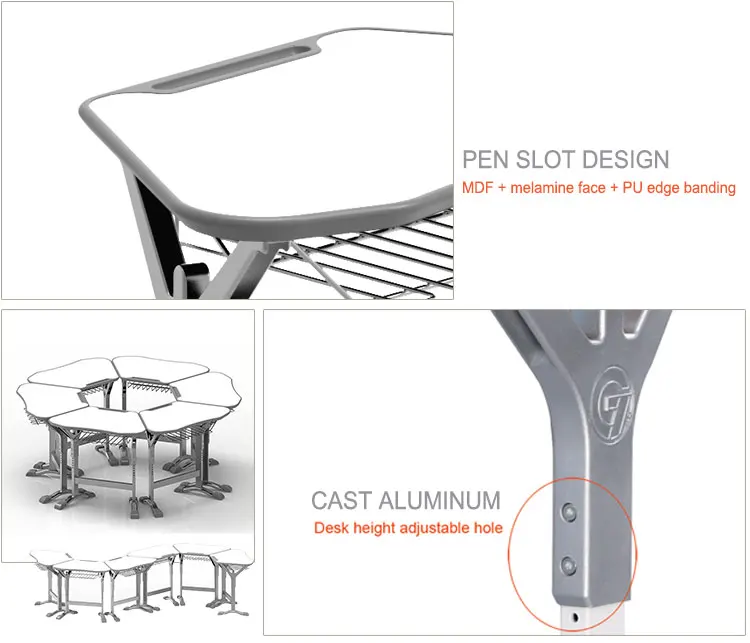 New Design Collborative classroom learning table school Desk and Chair University furniture