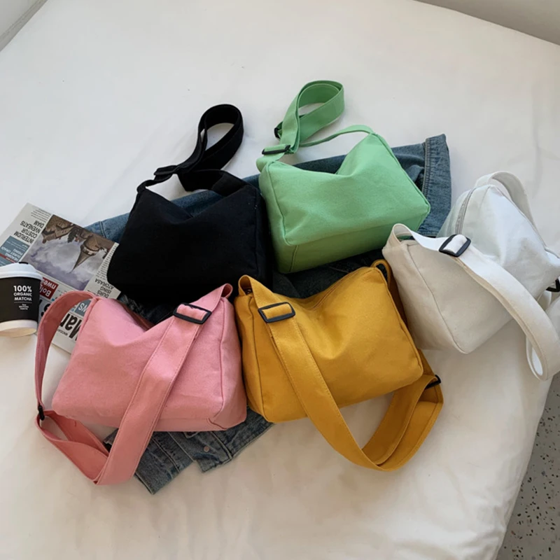 New Fashion Custom Logo Cotton Canvas Tote Bag Cotton Canvas Messenger Crossbody Bags for Women