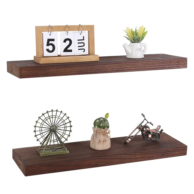 Деревянные плавающие настенные полки в деревенском стиле для гостиной Paulownia, настенная полка для кухни, 100% твердая древесина, настенный дисплей для хранения