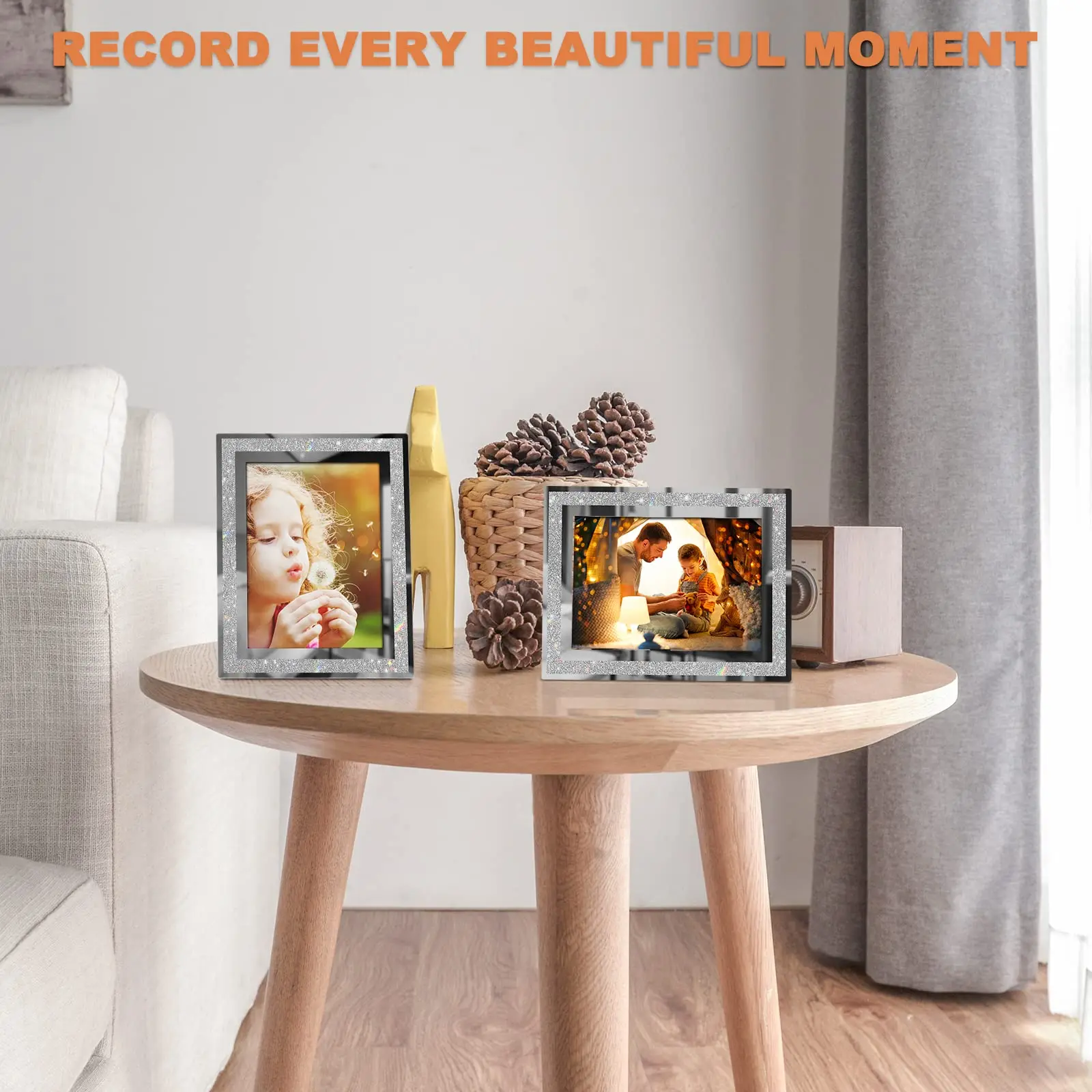 Custom size Glass photo frame simple Glitter powder picture frame glass glass crystal modern table setting