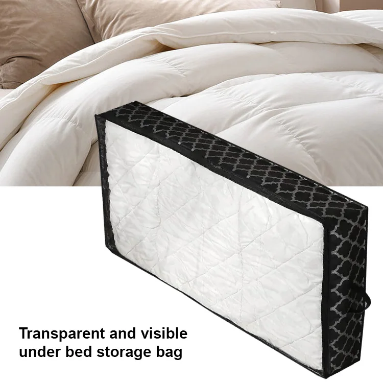 Wardobe Foldable PVC Clear Window dust cover quilt clothes underground Organizer Containers Storage Box With Lid