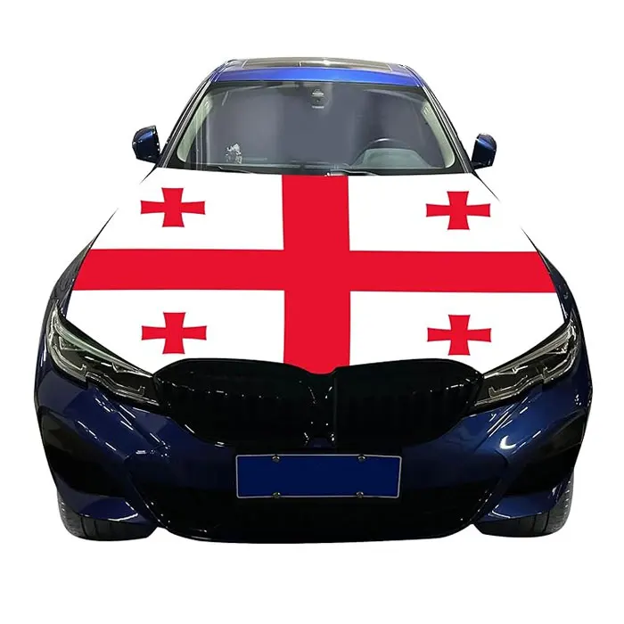 Hot Selling Best Quality Spandex Custom Logo Printed Car Covers All Countries Georgia Flag for Car Engine Hood Cover Flag