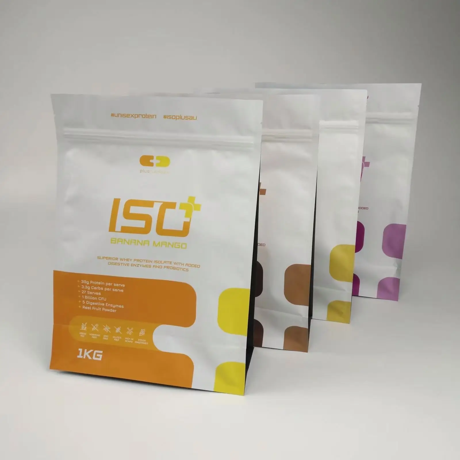 High Quality Food Packaging Zipper Aluminum Foil Pouch Bag Square Bottom Plastic Bag