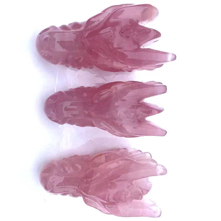 Wholesale Hand Carved Rose Quartz Dragon Heads High Quality Natural Crystal Gemstone Healing for Decoration