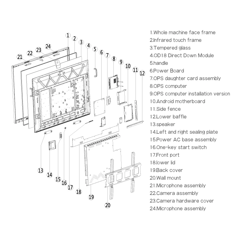 LED tv skd 65 дюймов SKD 4K HD Интерактивная интеллектуальная панель со встроенной
