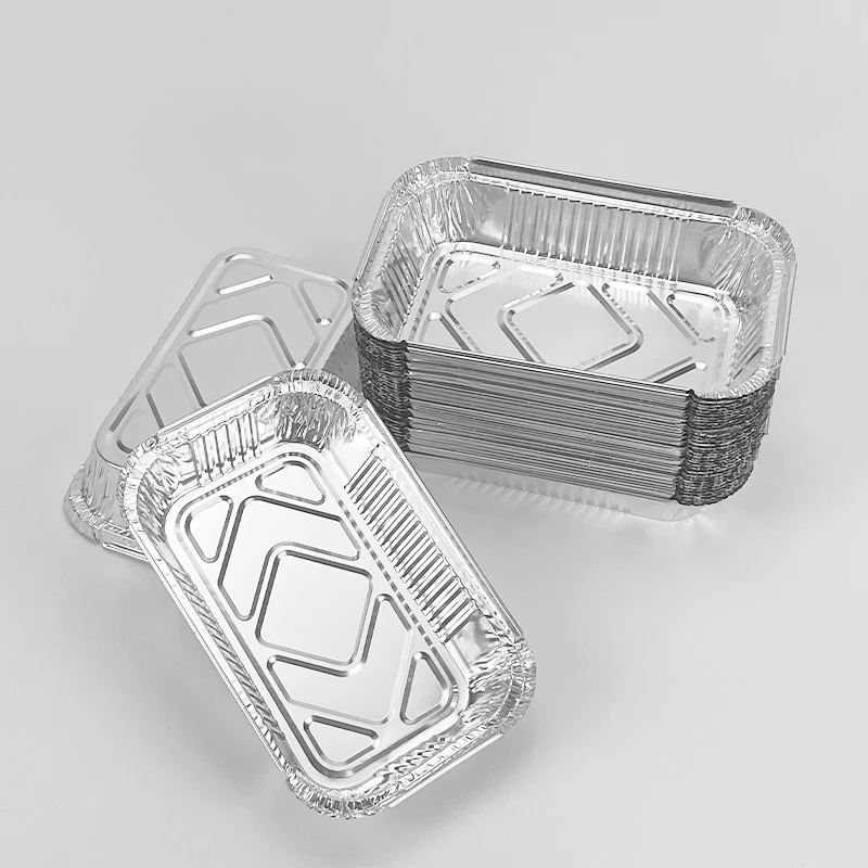 Disposable Aluminum Foil Container Barbecue Baking Takeout Food Grade Lunch Box 400ml