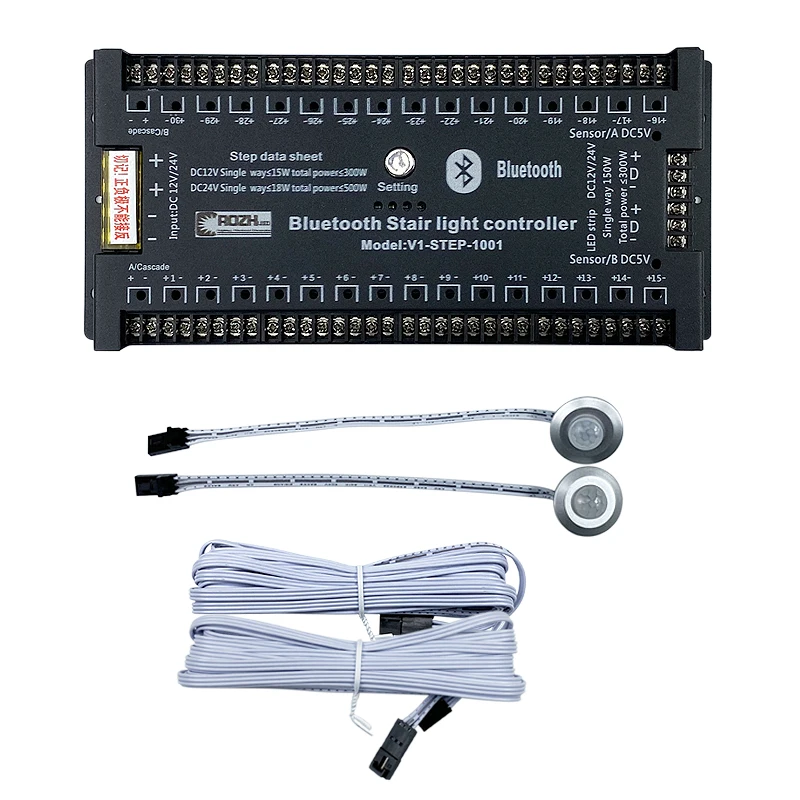12V/24V LED Stair light strip PIR Motion Sensor Indoor Lighting Controller 30 step Dimmer app System Controller