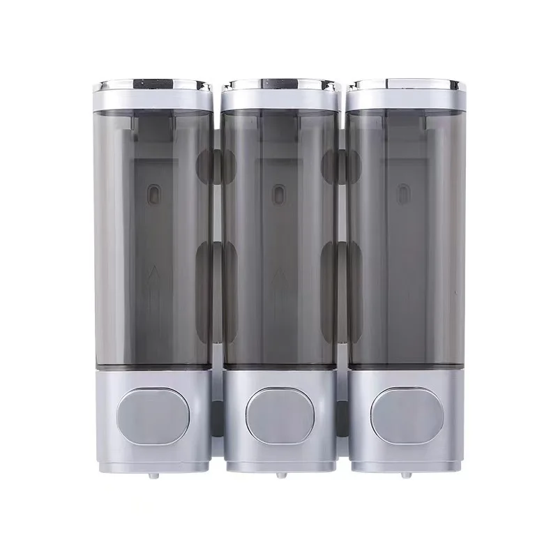 Wall mounted double heads soap dispenser hotel shampoo liquid soap dispenser plastic hand press type bathroom soap dispenser