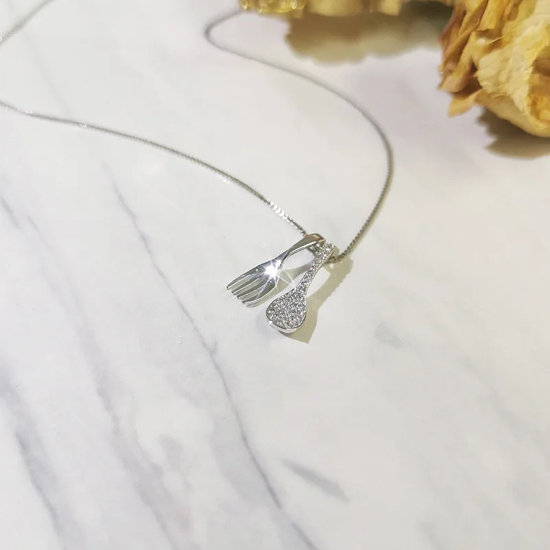 Top sell spoon and fork 925 pure silver bulk custom necklaces 2020