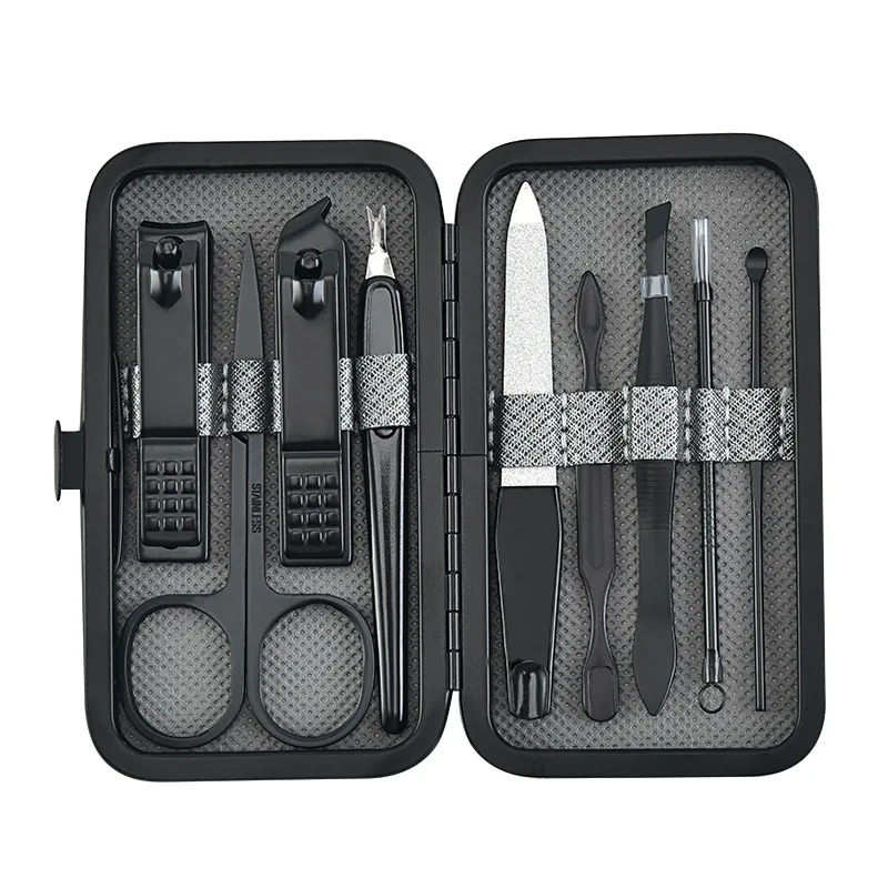 Professional Pedicure Kit Nail Scissors Grooming Kit with Black Leather Travel Case (Nail clipper9)