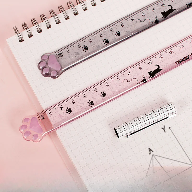 Cat claw ruler 15cm student creative stationery measuring ruler high value cat claw transparent plastic ruler spot wholesale