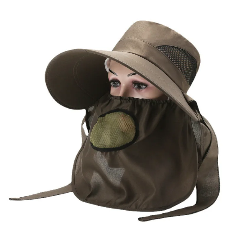 ZY86 Foldable Cotton Outdoor Fishing Wide Brim Summer Women Men Sun Protection Visor Bucket Hat Breathable Mesh Fisherman Hat