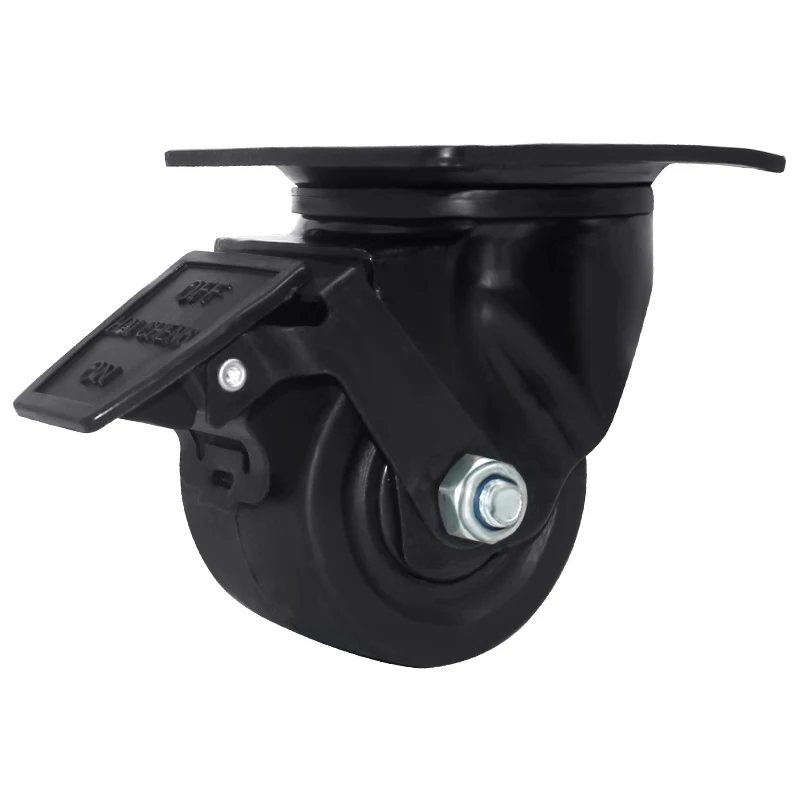 MillMiss 75mm 600kg Low Profile Gravity castor Mechanical Equipment Heavy Duty PA Caster Wheel with Metal Double Brake