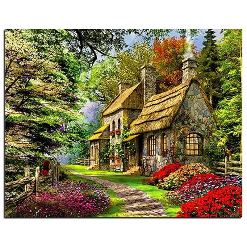 Cabin In The Forest Art Factory Price Digital Print Canvas Painting Wall Art