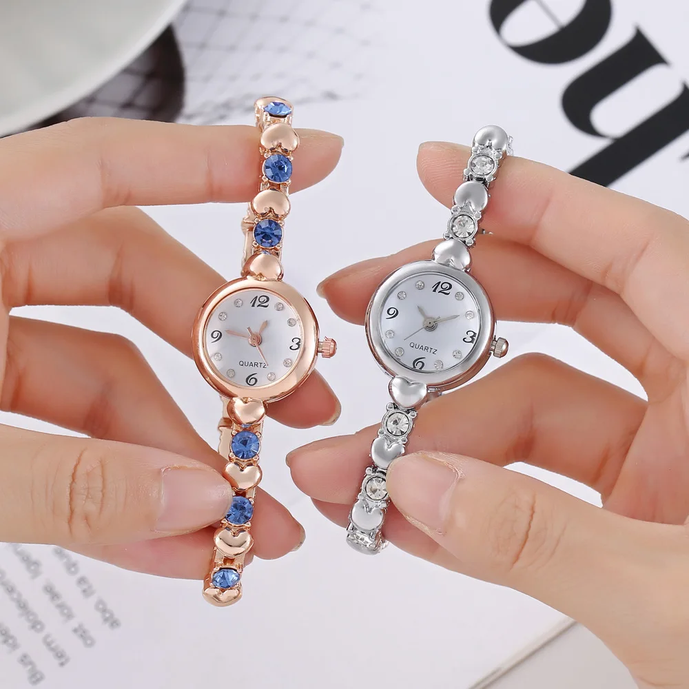 Dropship Popular Hot Sale Stainless Steel Rhinestone Snowflake Pattern Quartz Watch For Girl