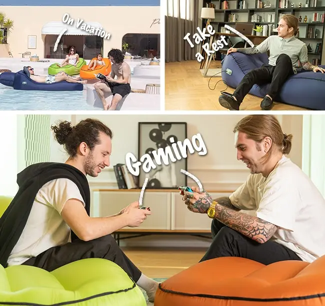 2023 Fast inflatable air sofa bag inflatable lounger oneclick automatic air sofa for camping&hiking