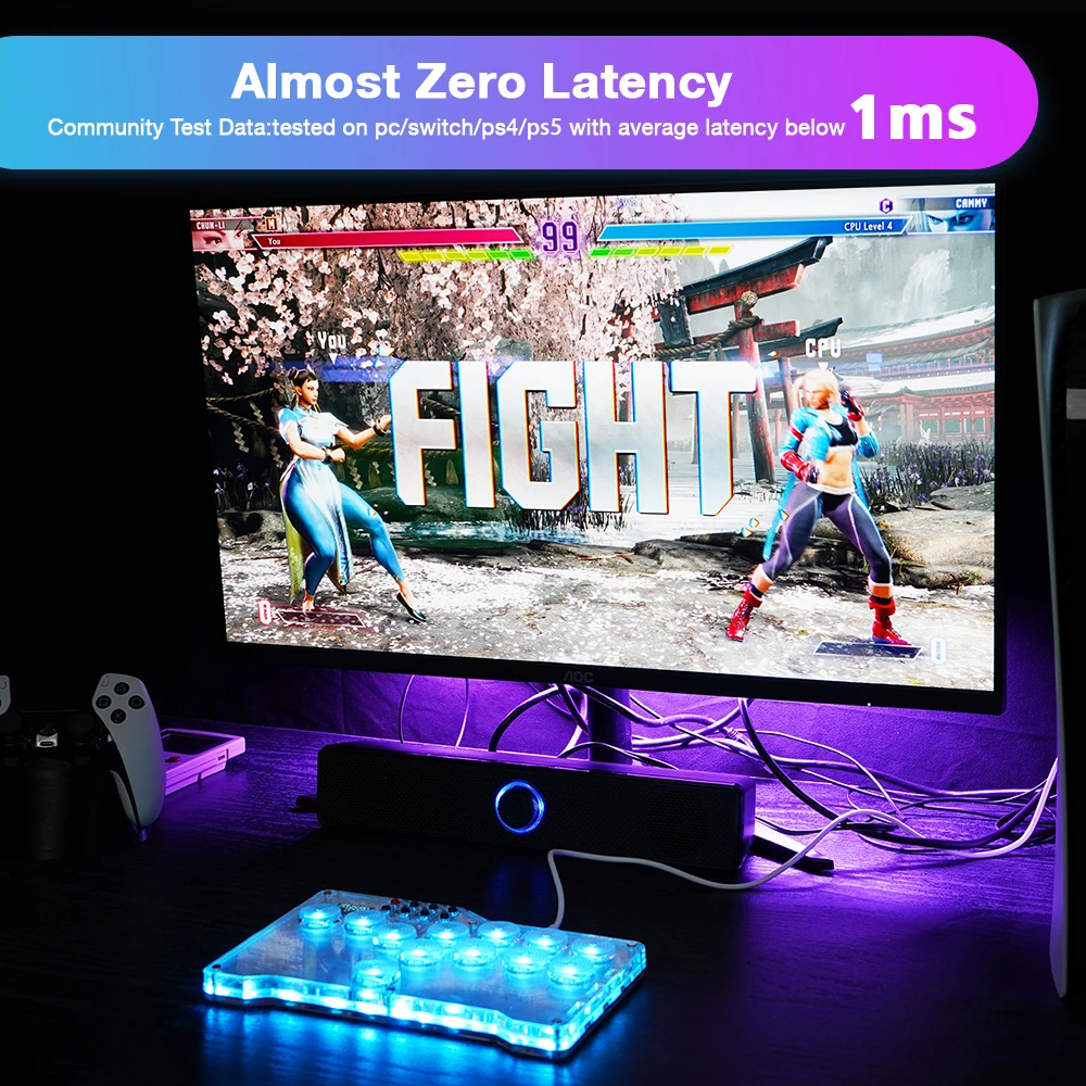 Flatbox Gamepad Pro Hitbox Arcade Stick For P5 Fighting Games Hot SWAP Cherry Switch Leverless Controller For PS4/PS3/NS/PC