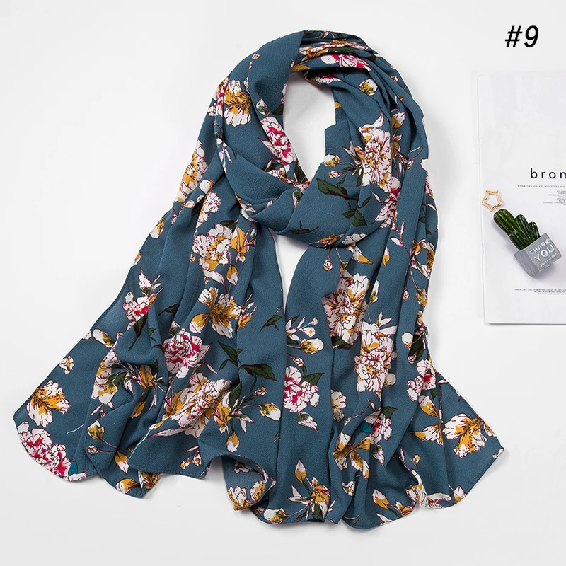 1MOQ Dropshipping New Fashion Wholesale Custom Chiffon Floral Printing Classic Paisley Headscarf Malaysia Women Scarf Hijab