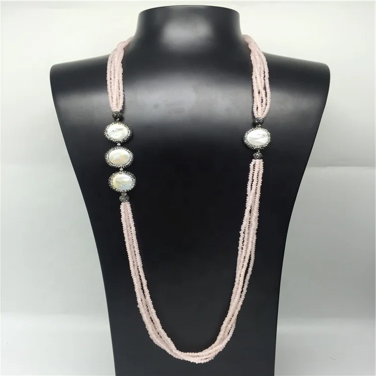 High Quality Fashion Multi Layered Glass Pearl Jewelry Necklace
