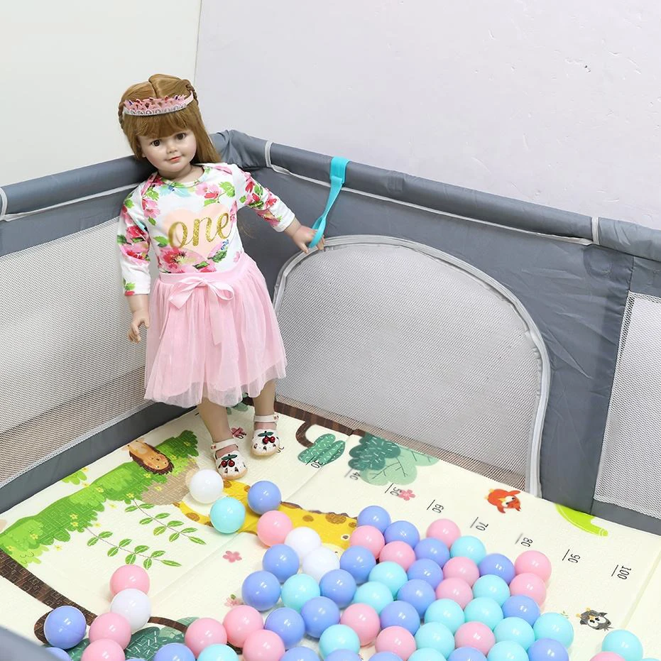 Portable Indoor Large Toddler Activity Center Children Safety Fence Foldable Fabric Baby Playpen With Gate Mat For Kids Gym