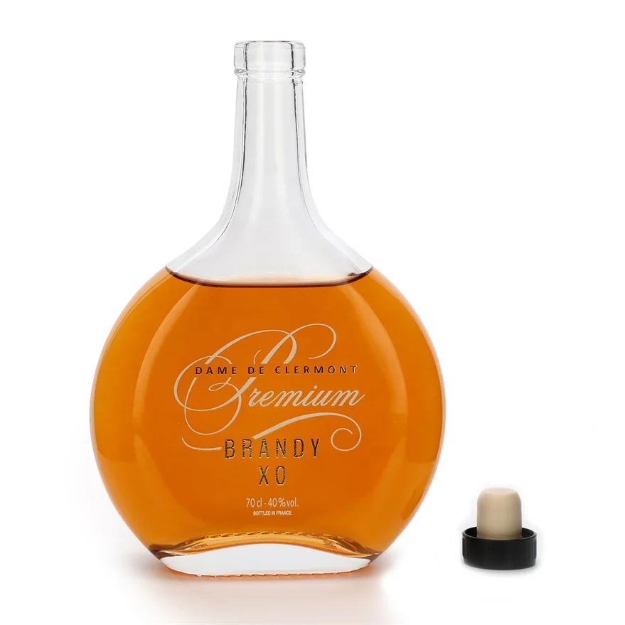 purchase empty fancy liquor whiskey Rum 700ml wide mouth gin vodka alcohol Cognac XO brandy glass bottle