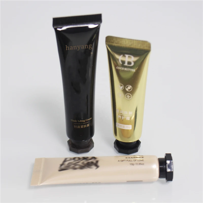 Empty 10-200ml Black Gold Hologram Soft aluminum Plastic Cosmetic Packaging Hand Cream Tube With octagonal and squeeze cap