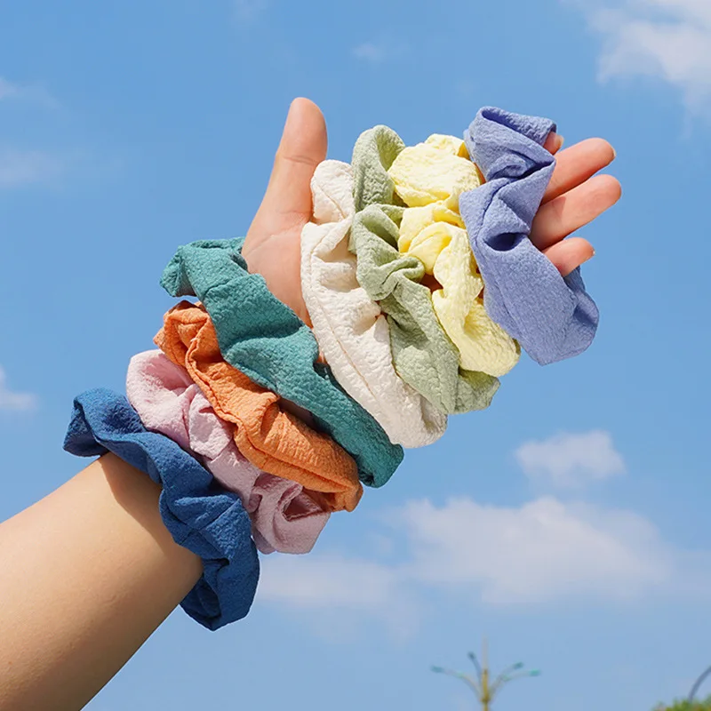 2312 Simple personality thread cloth scallop leather band candy color sweet everything with large size circle head rope tied pon