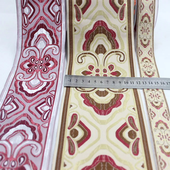 Wholesale 12 CM Width Retro Jacquard Ribbon floral curtain Lace Trim tape