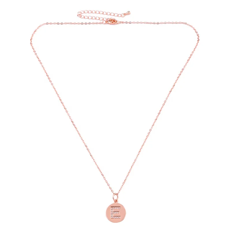 Moyamiya fashion jewelry necklace rhinestone initial  letter pendant coin necklace men women Chinese online markets