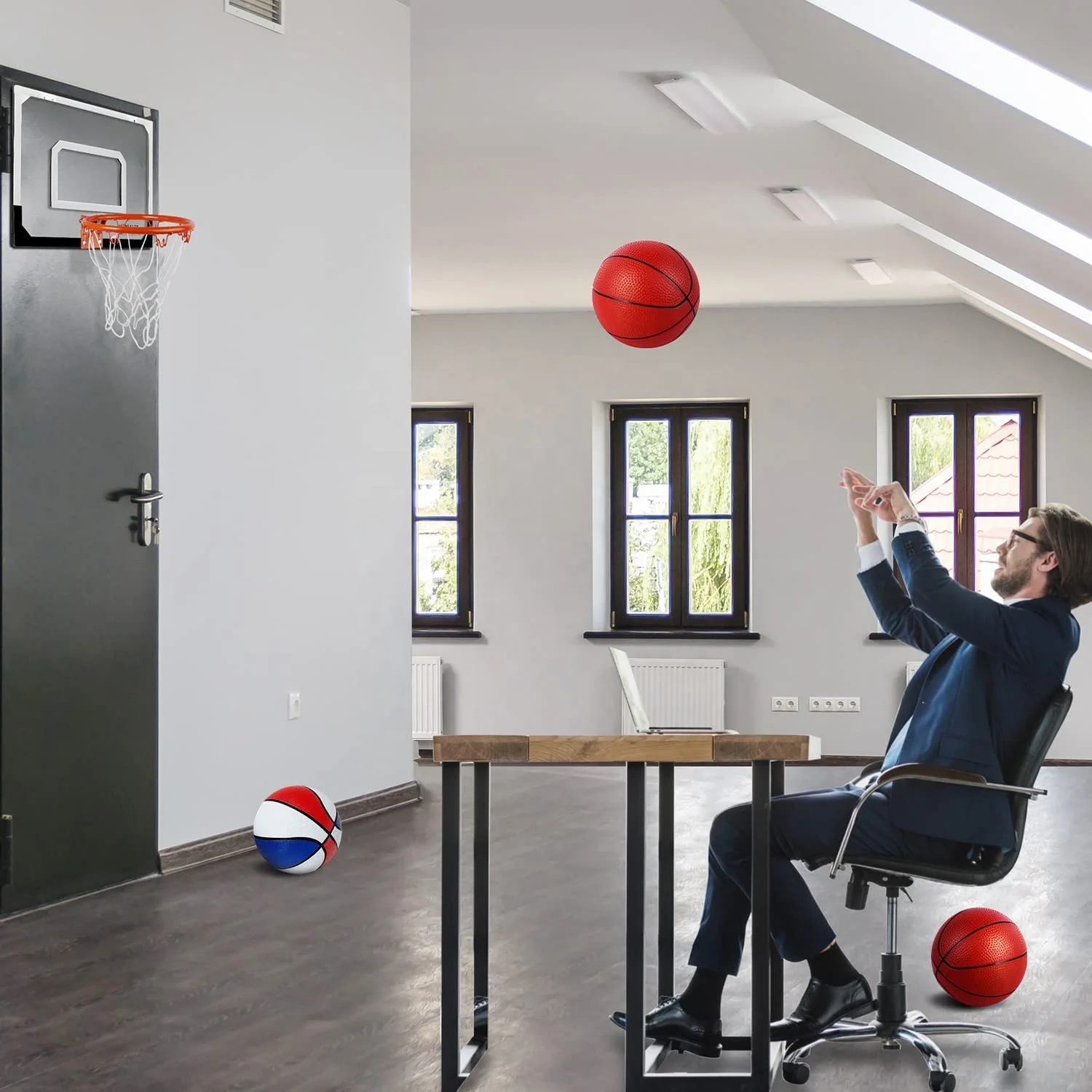 Mounted Basketball Hoop Set With Complete Accessories Indoor Mini Basketball Hoop Basketball Toy For Kids Adults