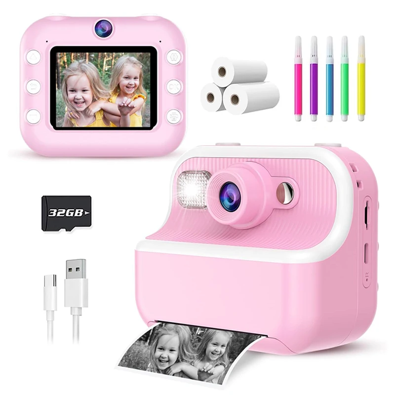 Children Instant Print Camera For Kids HD Mini Camera With Thermal Photo Paper Digital Instant Print Camera 32GB