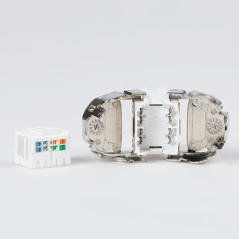 Cat5e CAT6 CAT6A  RJ45 3mShielded Toolless STP Zinc Alloy Keystone Jack three entrance Keystone Jack