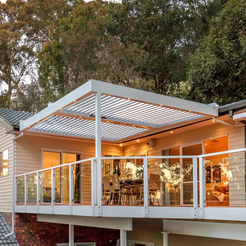 Factory wholesale motorized aluminum gazebo outdoor fully retractable louvre roof outdoor pergola