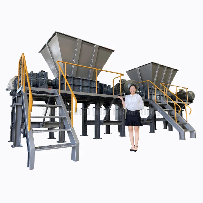 Small Scale Double Shaft Biomass PU EPS Foam Plastic Shredder Machine Equipment PVC Pipe Shredder