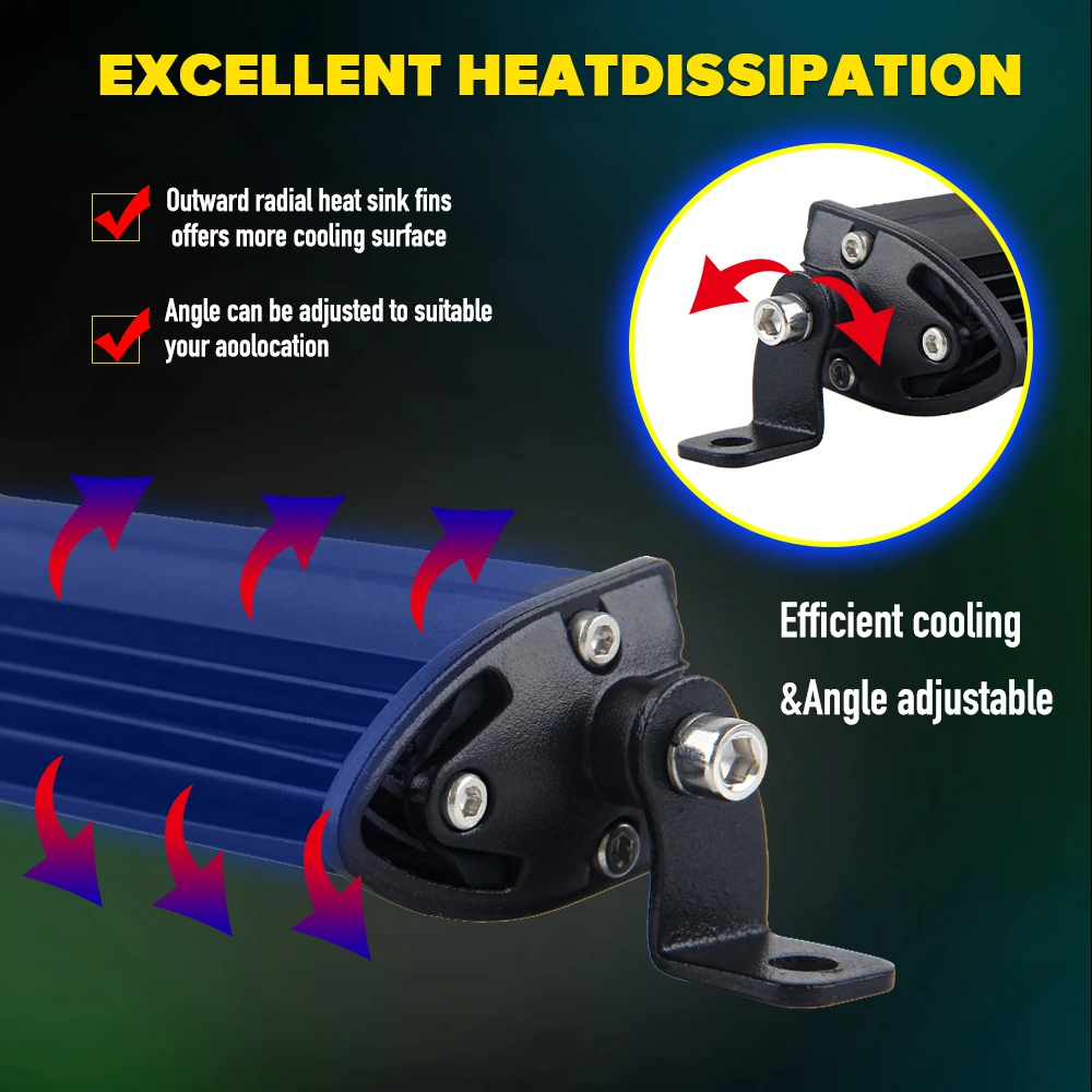 Dual Color Strobe White Amber Single Row Light Bar with 6D Driving Fog Light Off Road Truck ATV UTV 7inch Slim Led Light Bar