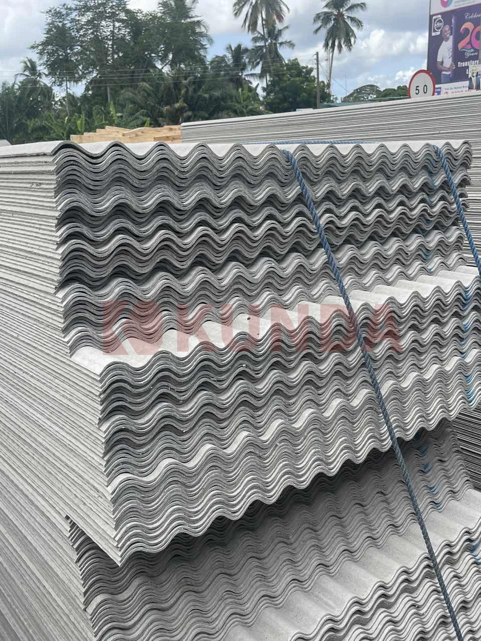 KUNDA 2024 Africa Local Factories Coast Roofing Cement Fiber Tiles 4*1050*2400 Local Factory Benin Factory Stock On Sale now