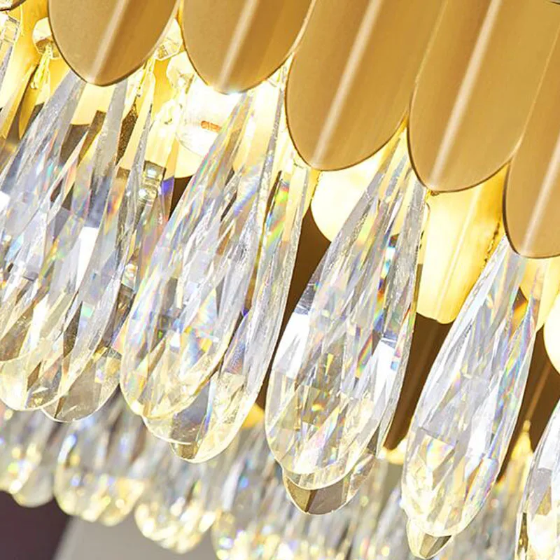 Gold Restaurant Crystal Chandeliers & Pendant Lights Hanging Modern Design Rectangle Lamp dining room kitchen hotel lights