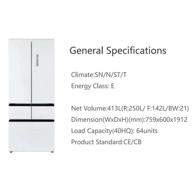 424 Liters Home Refrigerator High Quality Inverter French Door Refrigerators Air Cooling Frost Free OEM Fridge Refrigerator