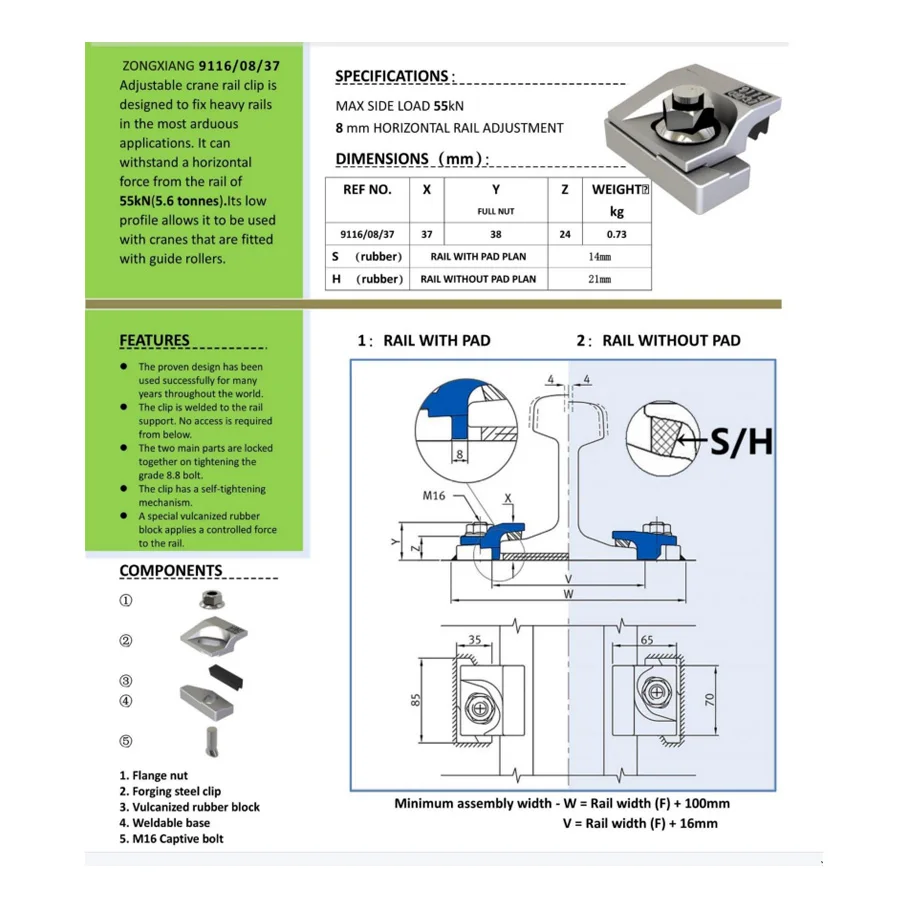 Rail fasteners 9116 Rail Clamp construction rail accessories for railway