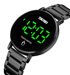 Qualified Touch screen stainless steel black color LED watches men wrist