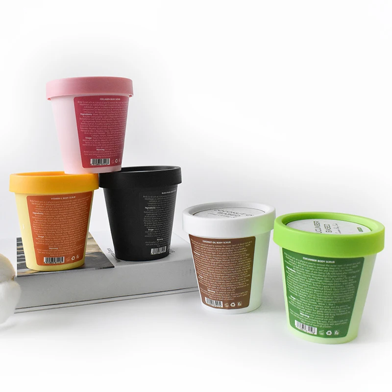 Smooth Peeling and Exfoliating Cleaning Ice Cream Body Scrub VC Collagen Black Pearl Cucumber Coconut Oil Ice Cream Body Scrub