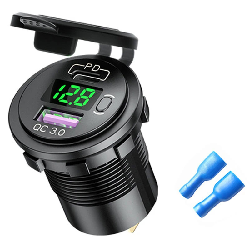 New durable charger motorcycle waterproof usb voltmeter + PD3.0